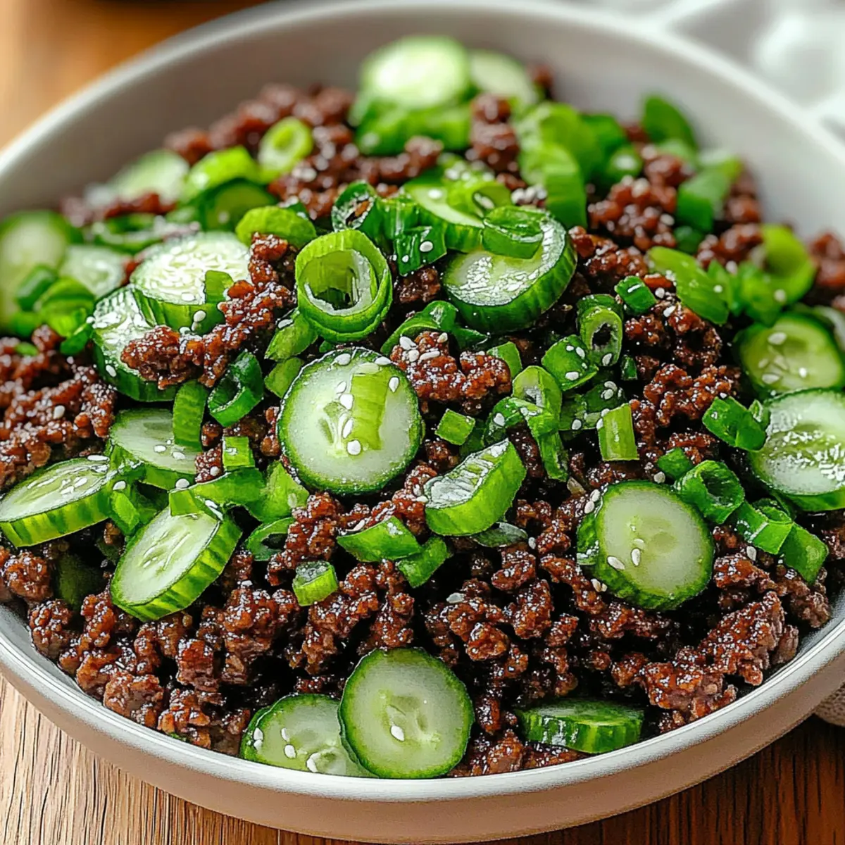Spicy Keto Korean Ground Beef & Cool Cucumber Salad Bliss