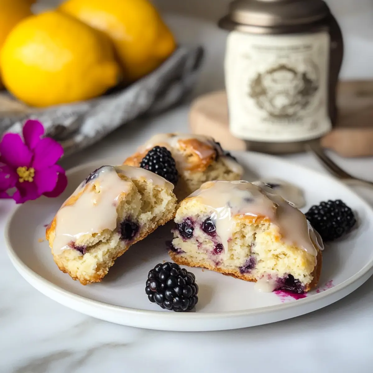 Earl Grey Blackberry Scones with Lemon Glaze for Cozy Mornings