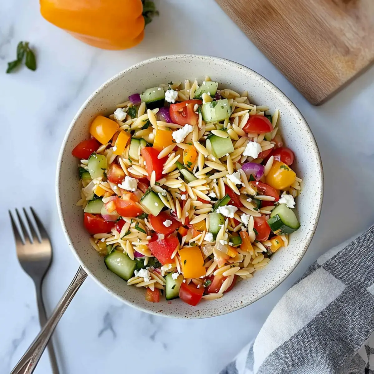 Bright and Crunchy Rainbow Orzo Salad for Summer Joy