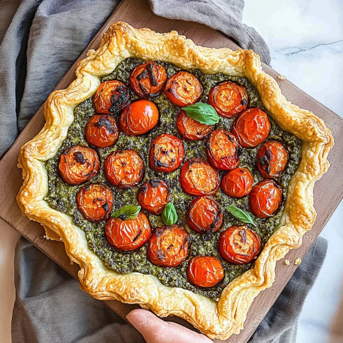 Roasted Cherry Tomato and Pesto Tart: A Simple Summer Delight