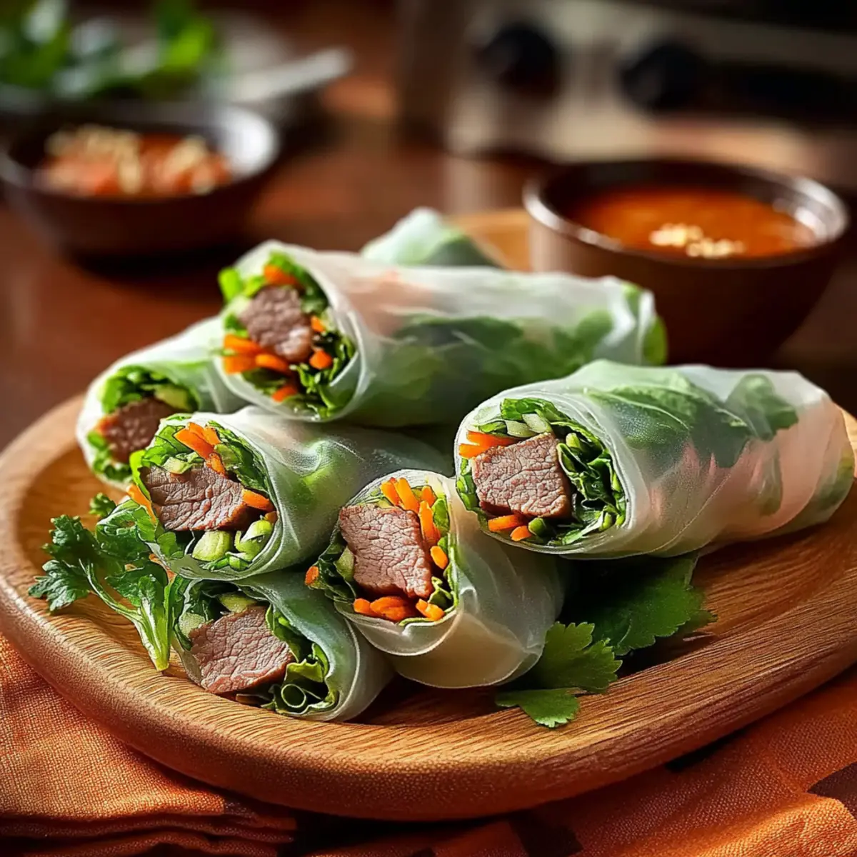Fresh and Easy Beef Summer Rolls with Sweet Chili Sauce