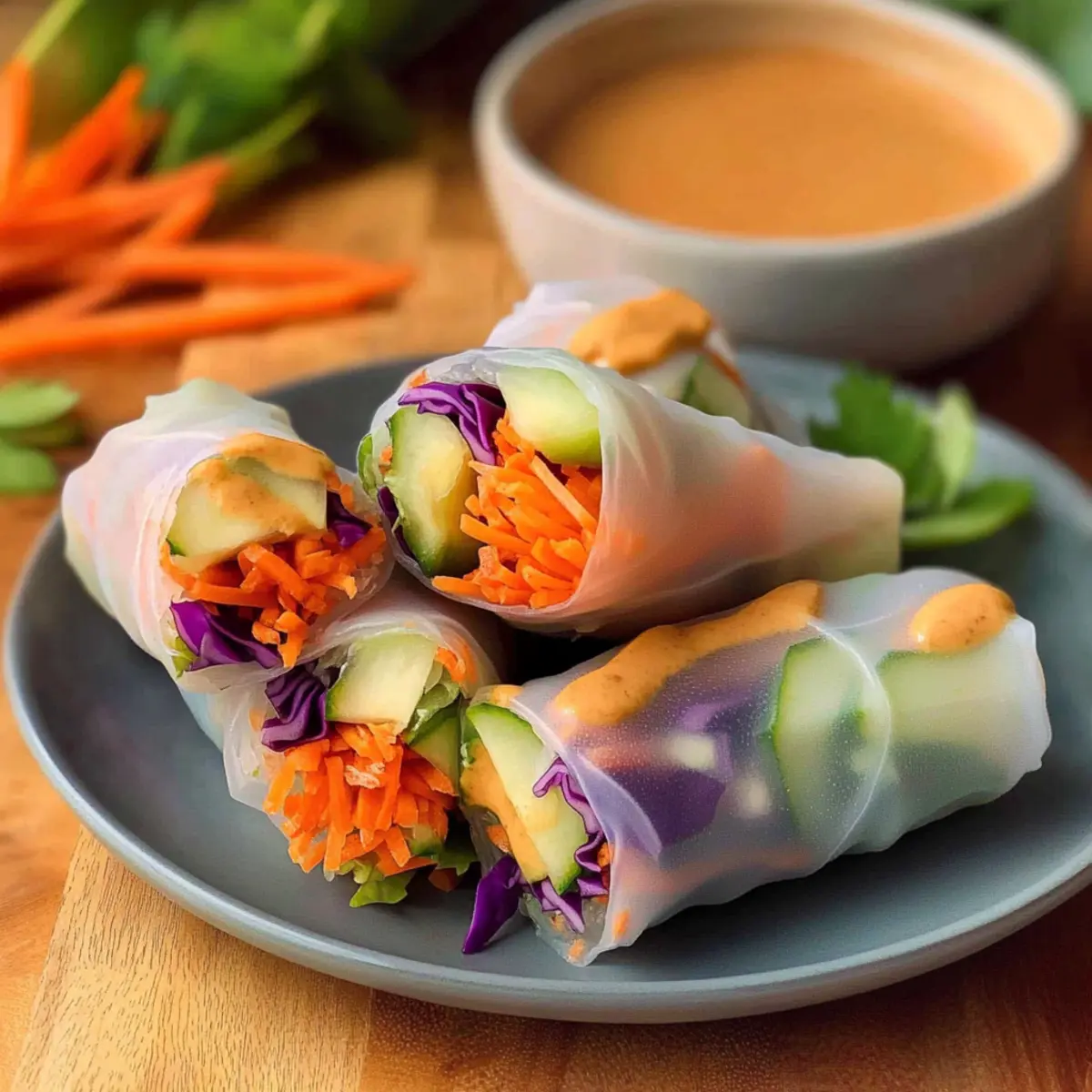 Tangy Vegan Summer Rolls with Creamy Peanut Sauce Bliss