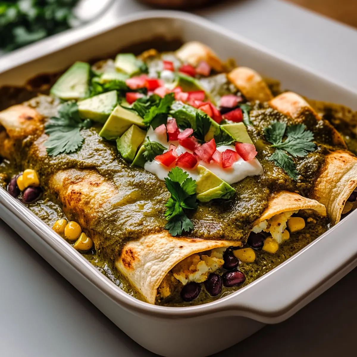 Satisfy Your Cravings with Potato Green Chili Enchiladas
